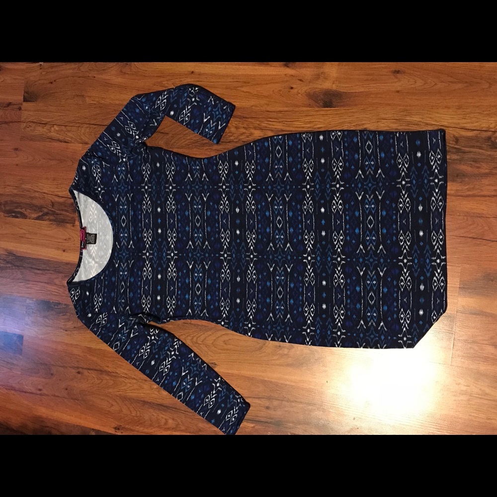 Say What brand Med Blue & Wht Aztec Print Dress